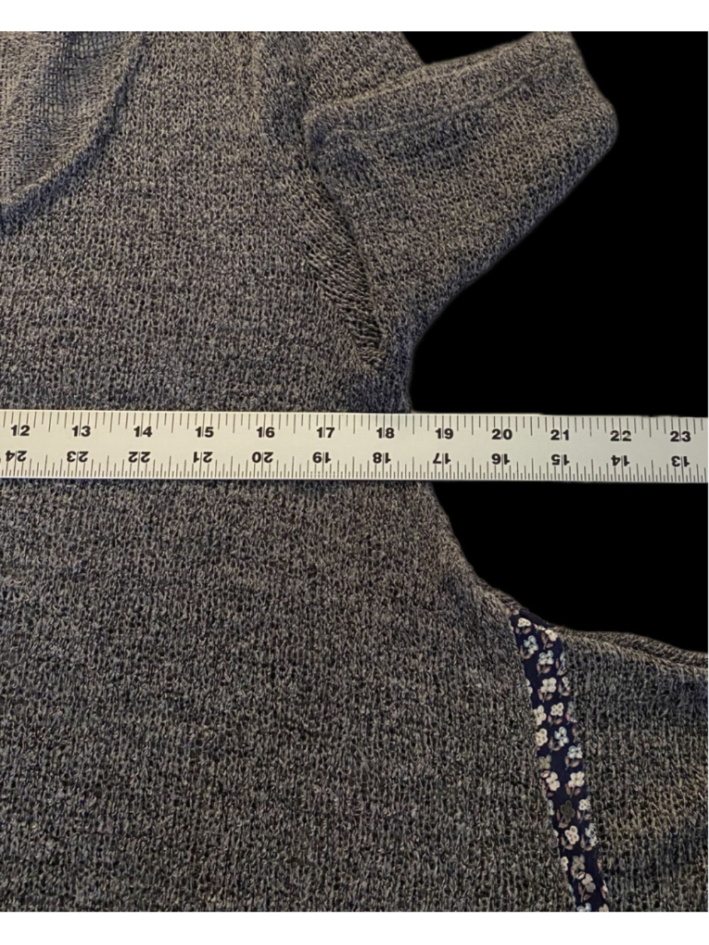 Easel Womens Large Gray Lagenlook Floral Ruffle Sharkbite Hem BohoTunic - Picture 8 of 8